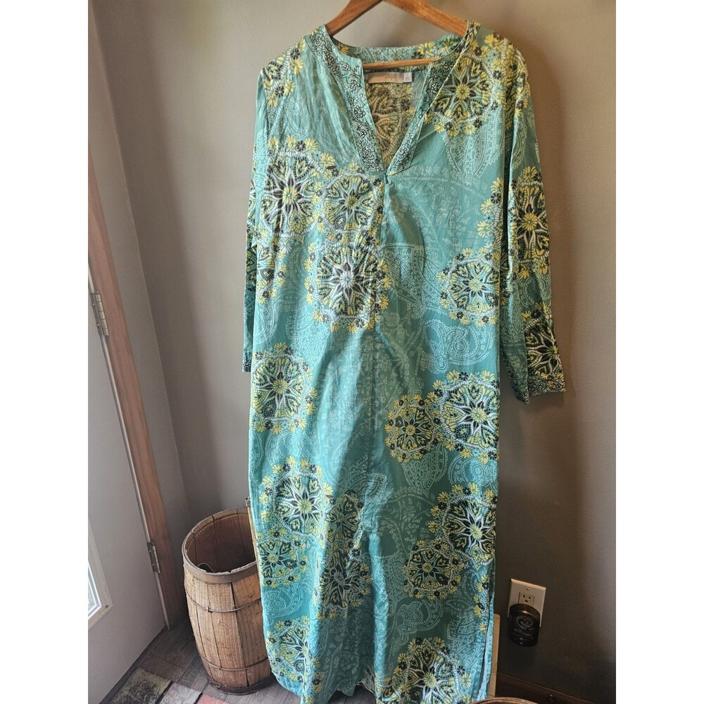 I.Imagnin Dress Blue Floral Tunic Long Sleeve Size large